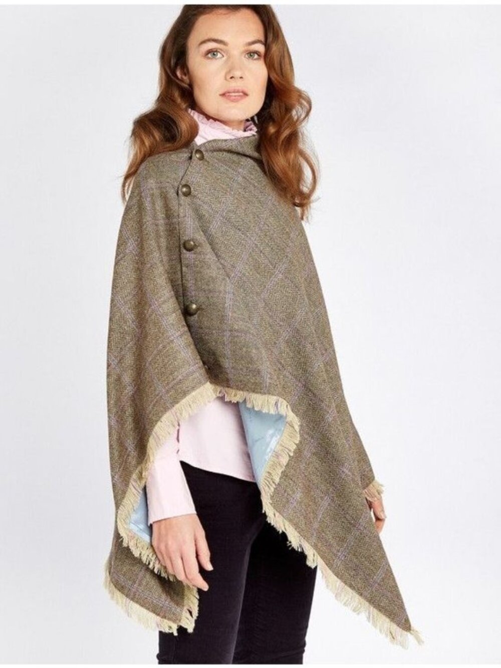 Dubarry Hazelwood Pure Wool Tweed Poncho - Woodrose NWT